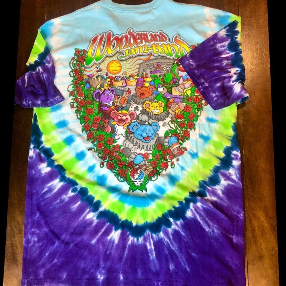 Unisex GRATEFUL DEAD Alice In Wonderland Tie Dye Short Sleeve T-Shirt Sz 2XL NWT - Picture 9 of 10